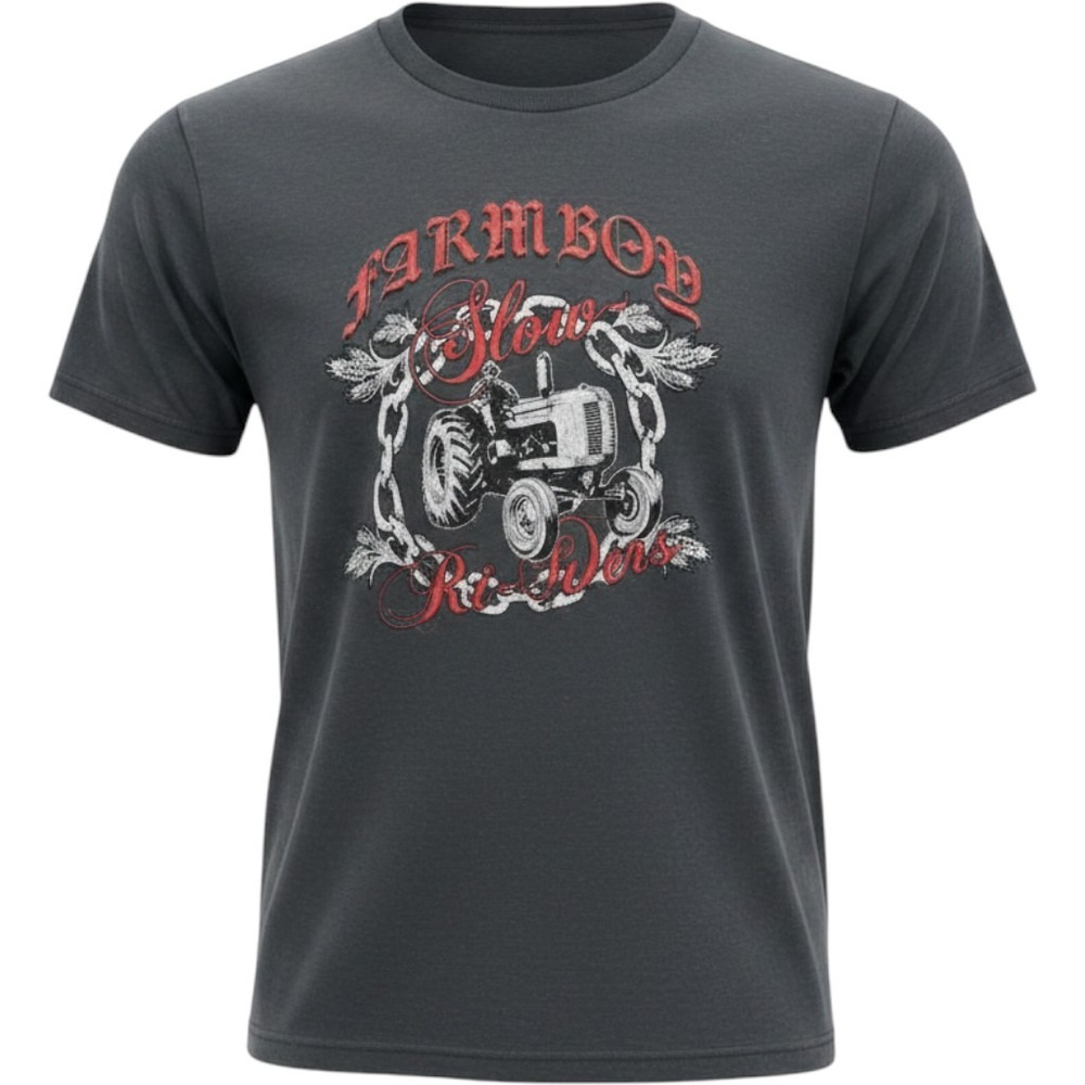 Farm Boy Co-op Slow Rider Tractor Graphic Tee Mens Small Charcoal Gray T-Shirt